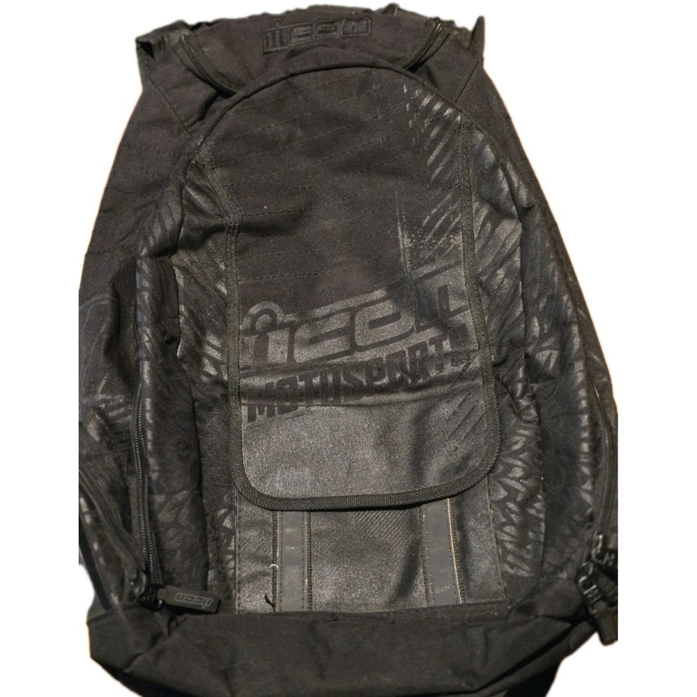 Icon Motorsports Large Motorcycle Riding Backpack Black Great Condition Multi